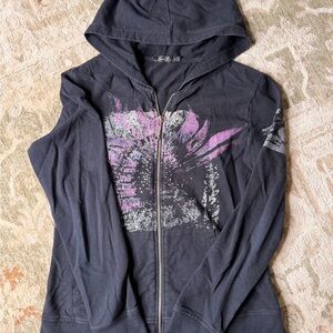 Black Hoodie with Purple Graphic